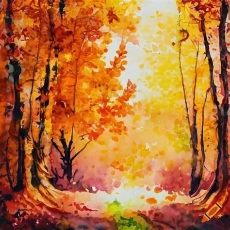 Autumn wreath watercolor painting