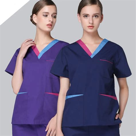 women and men Medical Uniforms Nursing Scrubs Sets Clothes Short Sleeve coat Doctor Clothing ...