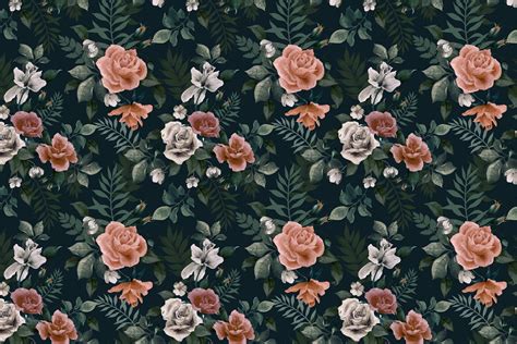 Dark Green Floral Wallpaper : Fay Dark Floral Wallpaper Ashley Woodson Bailey