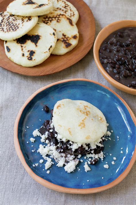 Domino Arepas with Black Beans - Pilar's Chilean Food & Garden