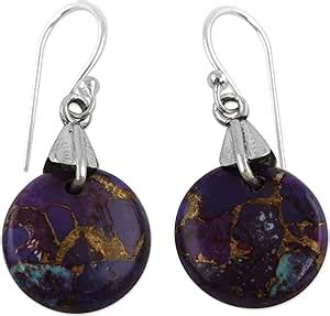 Amazon.com: NOVICA Handmade .925 Sterling Silver Dangle Earrings Purple Turquoise Sphere India ...