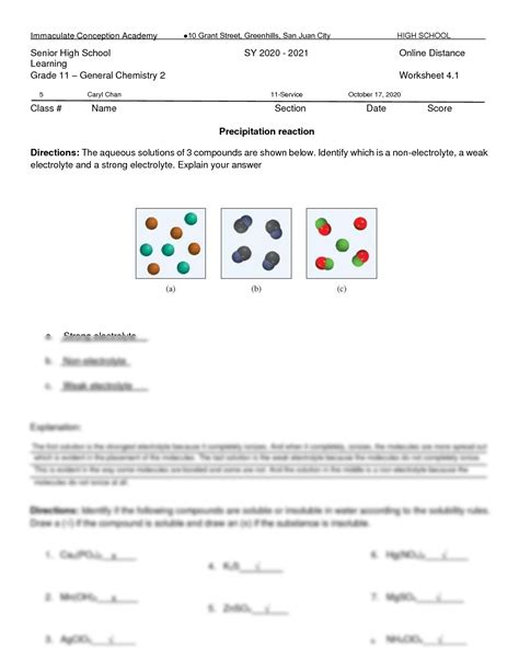 Free precipitation reaction worksheet, Download Free precipitation reaction worksheet png images ...