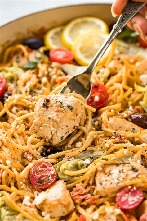 Mediterranean Pasta Recipe with Chicken - No Spoon Necessary