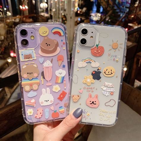 Shockproof Cute Rabbit Bear Phone Case For iphone | Kawaii phone case, Collage phone case, Diy ...