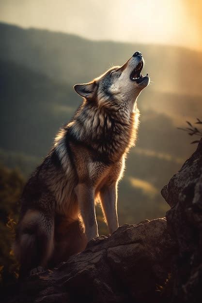 Premium AI Image | A wild wolf howling