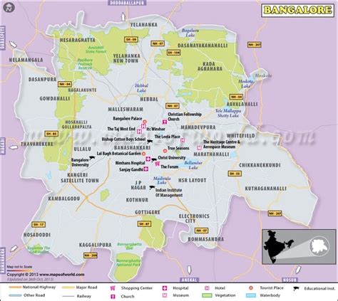 Bangalore (Bengaluru) Map, City Map of Bangalore, Karnataka, India