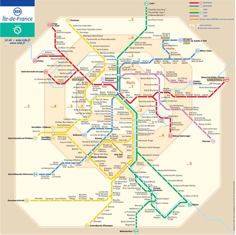 Map of Paris RER & Transilien train: stations & lines