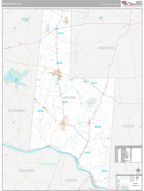 Brown County, OH Wall Map Premium Style by MarketMAPS