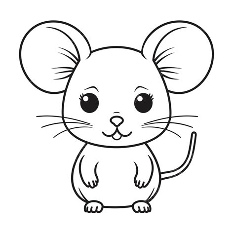 Cute Mouse Cartoon Drawing For Kids Outline Sketch Vector, Mouse ...