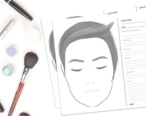 Facechart, Printable Face Chart, Blank Makeup Face Chart Template, Face ...