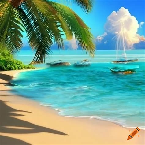 Realistic tropical beach on Craiyon