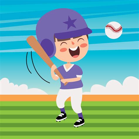 ilustración de dibujos animados de un niño jugando béisbol 10721787 ...