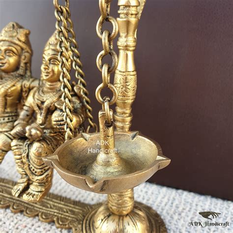 Brass Radha Krishna Statue on Swing With Diyas 9 Inch - Etsy