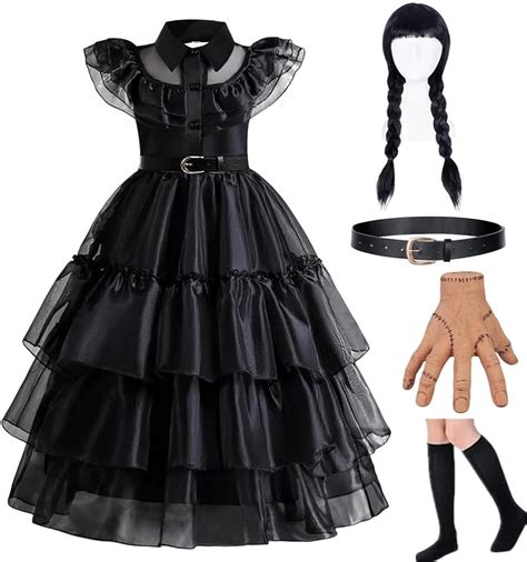 GUUZOGG Wednesday Addams Costume Dress for Girls, Kids Wednesday Addams ...