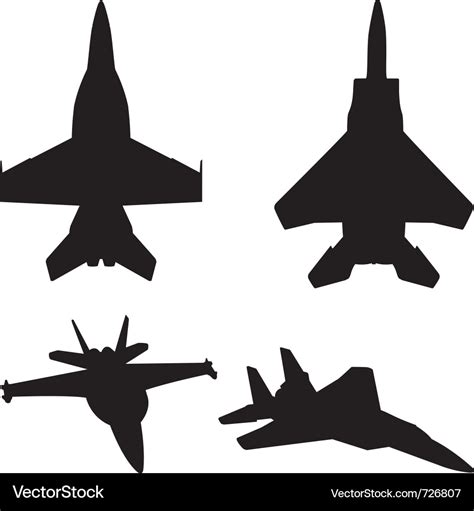 Jet fighter silhouettes Royalty Free Vector Image