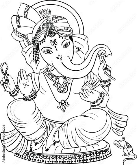 Indian Hinduism god lord Ganesha Vector black and white clip art ...