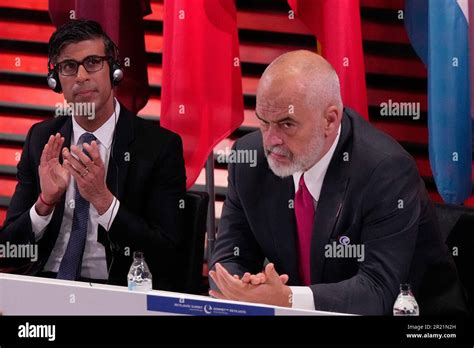 Prime Minister Rishi Sunak (left) and Albania's Prime Minister Edi Rama ...