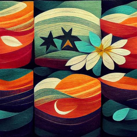 Premium Photo | A series of colorful artwork with stars and flowers on them