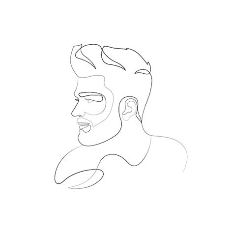 Premium Vector | Man linear drawing line art portrait