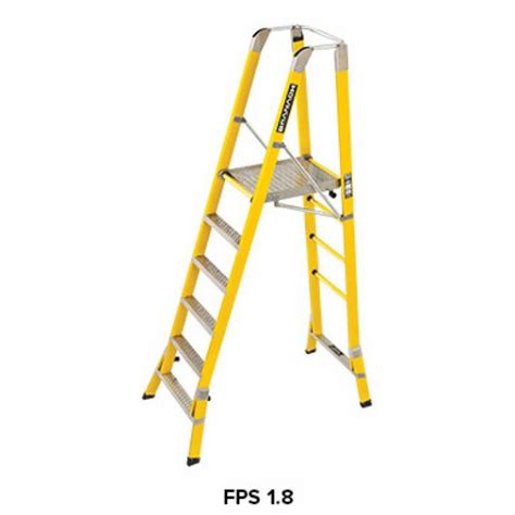 Branach 550mm Fibreglass CorrosionMaster Safety Platform 6 Step Ladder ...