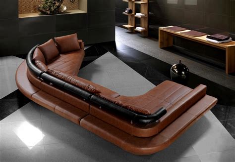 Jupiter Brown Leather Sectional Sofa | Black Design Co