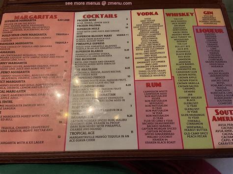 Menu at Superior Grill restaurant, Birmingham