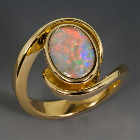 "Wrap Ring" Australian Crystal Opal, 18KY