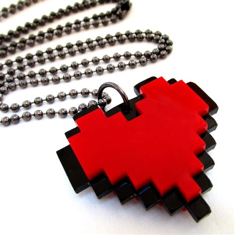 Red Pixel Heart Cosplay Necklace, 8 Bit Heart Pendant ⋆ It's Just So You