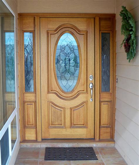 Entry Prehung Oval Glass Single Wood Door with 2 Sidelights