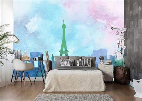 Paris Skyline Wallpaper. City Wallpaper. Eiffel Tower | Etsy