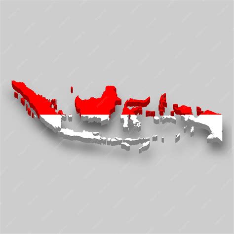 Premium Vector | 3d Map of Indonesia with national flag.