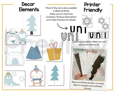 Snowflake Winter Bulletin Board & Classroom Decor Kit Editable Being ...