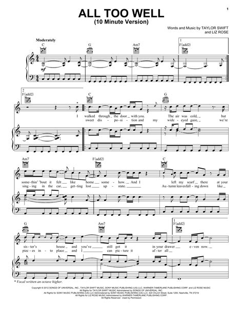 Superstar (Taylor's Version) Sheet Music Taylor Swift Piano, Vocal Guitar Chords (Right-Hand ...