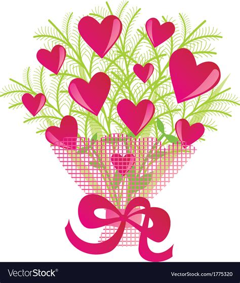 Bouquet of flowers with hearts Royalty Free Vector Image