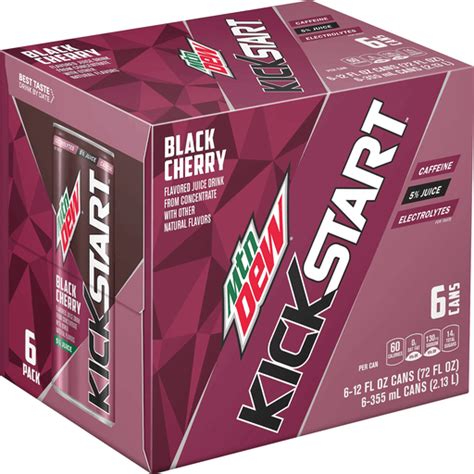 Mtn Dew Kickstart Juice Drink Black Cherry 12 Fl Oz 6 Count Cans | Sports & Energy | FairPlay Foods