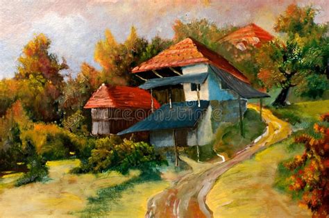 Landscapes on oil canvas. Village scene with old ruin house, this is oil paintin #Sponsored , # ...