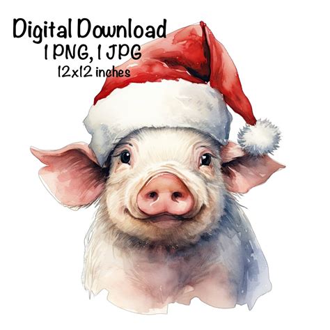 Christmas Pig PNG Clipart Christmas Holiday Santa Hat PNG Farm Life ...