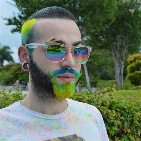 OMG! Tiger stripe eyebrow, neon beard dye, fantastic undercut. What's not to like here? | Beard ...