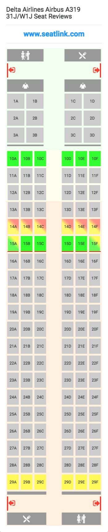 Delta Airlines Airbus A319 31J/W1J Seating Chart - Updated April 2022 ...