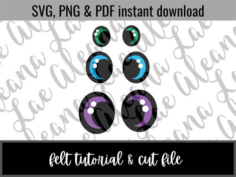 Digital Download Kawaii Animal Eyes SVG & PNG File Amigurumi Felt Eye ...