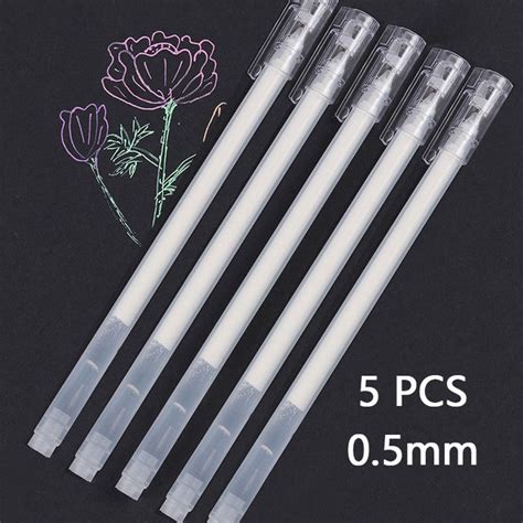 5 Pcs 0.8mm Creative White Ink Gel Pen Highlight Marker Pen Fine Tip ...