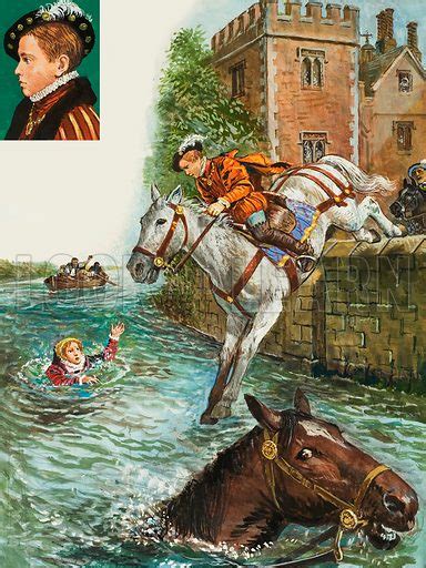 Edward VI rescues Elizabeth I stock image | Look and Learn