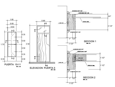 Door section detail elevation layout file - Cadbull