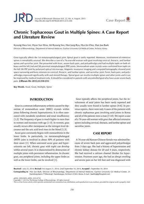 (PDF) Chronic Tophaceous Gout in Multiple Spines: A Case Report and Literature Review