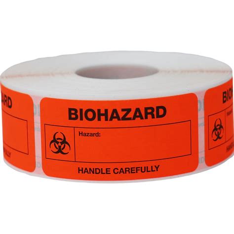 Biohazard Writable Handle Carefully Labels - InStockLabels.com