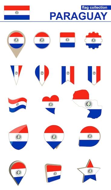 Premium Vector | Paraguay flag collection big set for design