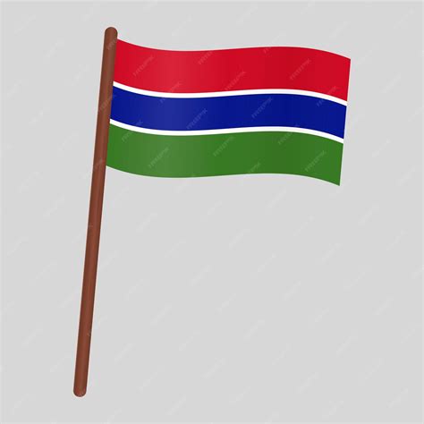 Premium Vector | Flag of the country gambia. flag on the flagpole. vector illustration