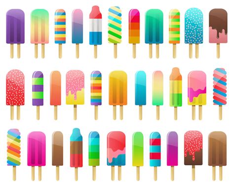 Popsicles and Ice Cream Clipart Set of 33 Vector PNG & JPG | Etsy