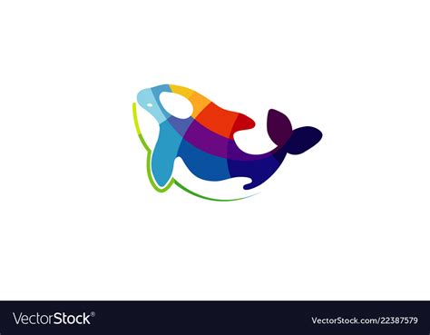 Creative blue dolphin whale logo Royalty Free Vector Image