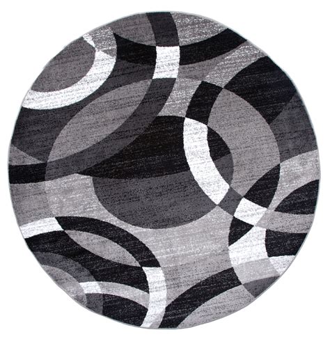 Contemporary Modern Circles Abstract Grey 6' 6" ROUND Indoor Area Rug - Walmart.com